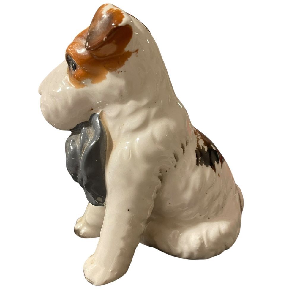 Vintage Terrier Dog Figurine Holding Hat Made In Japan - Picture 2 of 5